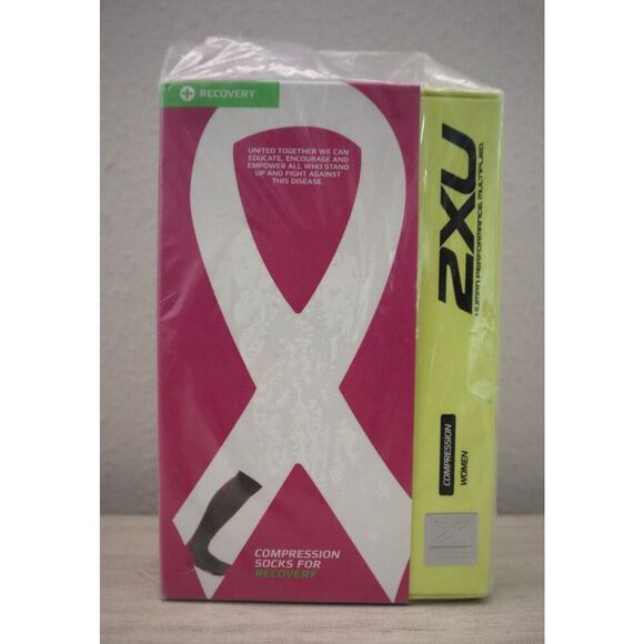 2XU WA2441e Women's Sz L Gray/Cerise Pink Compression Socks for Recovery - Picture 1 of 6